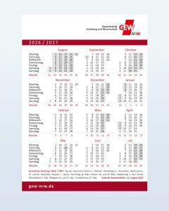 GEW-Schulferienaufkleber 2026/27 (50 Stück)